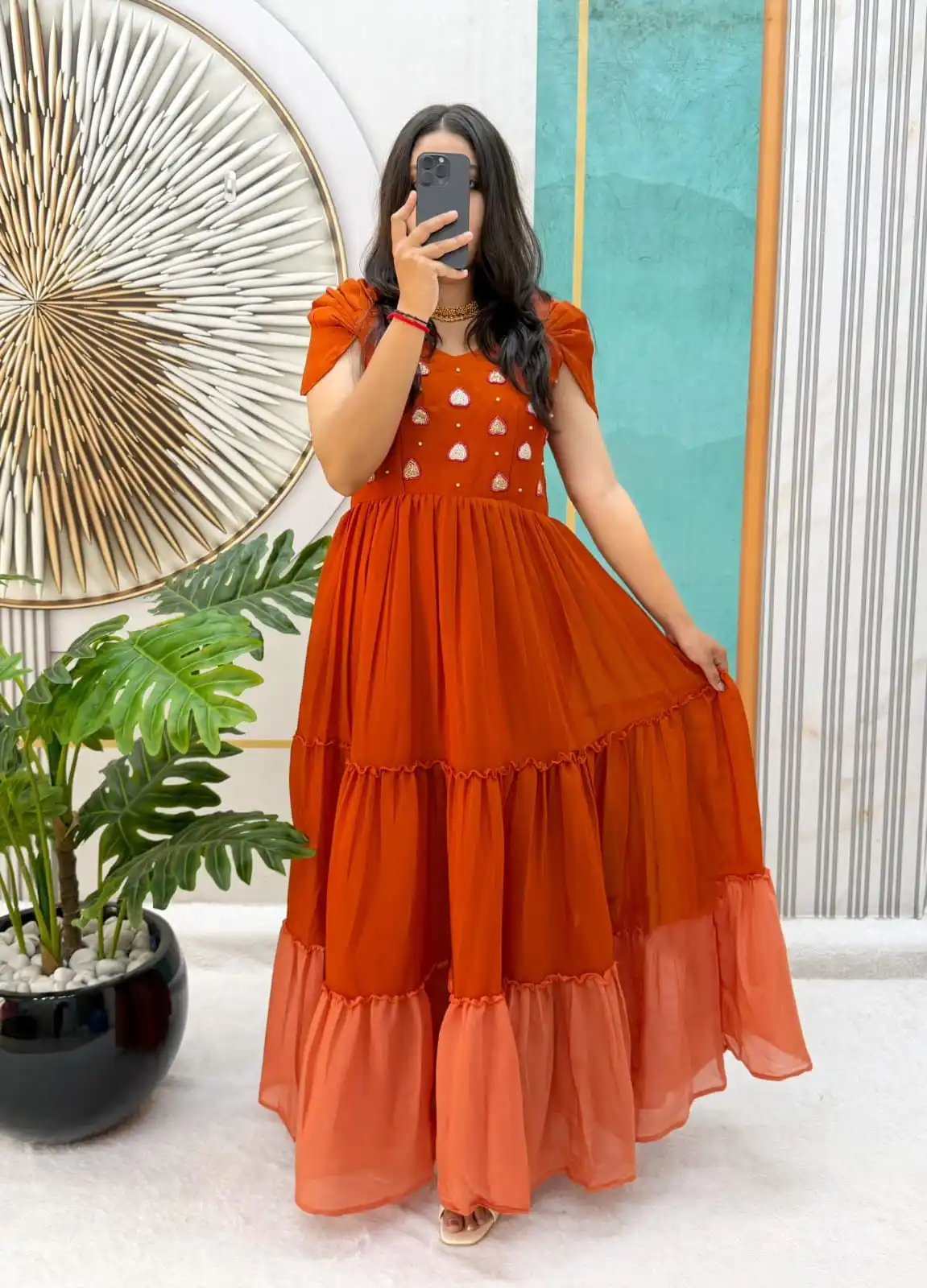 Elegant Maggam Work Mull Cotton Gown